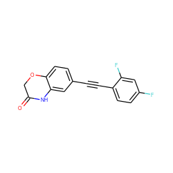 O=C1COc2ccc(C#Cc3ccc(F)cc3F)cc2N1 ZINC000653728071