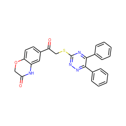 O=C1COc2ccc(C(=O)CSc3nnc(-c4ccccc4)c(-c4ccccc4)n3)cc2N1 ZINC000003240848