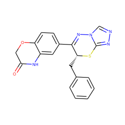 O=C1COc2ccc(C3=Nn4cnnc4S[C@@H]3Cc3ccccc3)cc2N1 ZINC000073198001