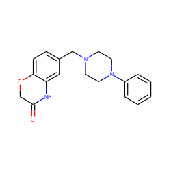 O=C1COc2ccc(CN3CCN(c4ccccc4)CC3)cc2N1 ZINC000013802972