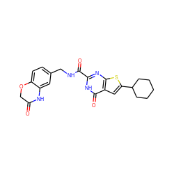 O=C1COc2ccc(CNC(=O)c3nc4sc(C5CCCCC5)cc4c(=O)[nH]3)cc2N1 ZINC001772607575