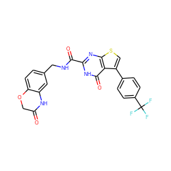 O=C1COc2ccc(CNC(=O)c3nc4scc(-c5ccc(C(F)(F)F)cc5)c4c(=O)[nH]3)cc2N1 ZINC001772580429