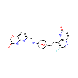 O=C1COc2ccc(CNC34CCC(CCc5c(F)cnc6ccc(=O)[nH]c56)(CC3)OC4)nc2N1 ZINC000206095686