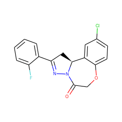 O=C1COc2ccc(Cl)cc2[C@@H]2CC(c3ccccc3F)=NN12 ZINC000653692051