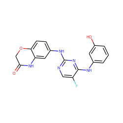 O=C1COc2ccc(Nc3ncc(F)c(Nc4cccc(O)c4)n3)cc2N1 ZINC000035791895