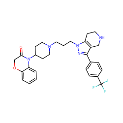 O=C1COc2ccccc2N1C1CCN(CCCn2nc(-c3ccc(C(F)(F)F)cc3)c3c2CCNC3)CC1 ZINC000034804863