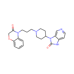 O=C1COc2ccccc2N1CCCN1CCC(n2c(=O)[nH]c3ccncc32)CC1 ZINC000084688103