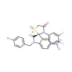 O=C1CS(=O)(=O)[C@]2(C(=O)N(Cc3ccc(Br)cc3)c3ccc([N+](=O)[O-])cc32)N1c1ccc(F)c(F)c1 ZINC000095564477