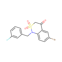 O=C1CS(=O)(=O)N(Cc2cccc(F)c2)c2ccc(Br)cc21 ZINC000036382972