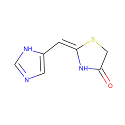 O=C1CS/C(=C/c2cnc[nH]2)N1 ZINC000103234203