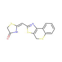 O=C1CS/C(=C/c2nc3c(s2)CSc2ccccc2-3)N1 ZINC000103234132