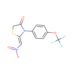 O=C1CS/C(=C\[N+](=O)[O-])N1c1ccc(OC(F)(F)F)cc1 ZINC000005944965