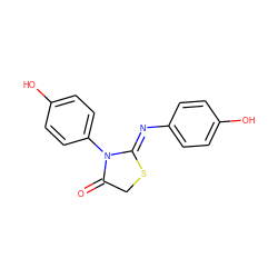 O=C1CS/C(=N\c2ccc(O)cc2)N1c1ccc(O)cc1 ZINC000100456667