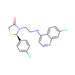 O=C1CS[C@H](c2ccc(Cl)cc2)N1CCNc1ccnc2cc(Cl)ccc12 ZINC000035091157