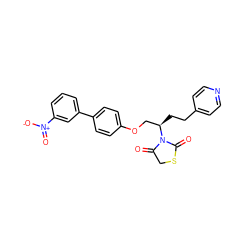 O=C1CSC(=O)N1[C@H](CCc1ccncc1)COc1ccc(-c2cccc([N+](=O)[O-])c2)cc1 ZINC000003940911