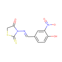 O=C1CSC(=S)N1/N=C/c1ccc(O)c([N+](=O)[O-])c1 ZINC000036099373