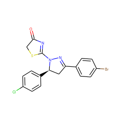 O=C1CSC(N2N=C(c3ccc(Br)cc3)C[C@H]2c2ccc(Cl)cc2)=N1 ZINC000072414810