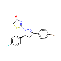 O=C1CSC(N2N=C(c3ccc(Br)cc3)C[C@H]2c2ccc(F)cc2)=N1 ZINC000073296746