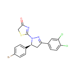 O=C1CSC(N2N=C(c3ccc(Cl)c(Cl)c3)C[C@H]2c2ccc(Br)cc2)=N1 ZINC000095576215