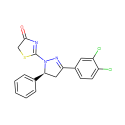 O=C1CSC(N2N=C(c3ccc(Cl)c(Cl)c3)C[C@H]2c2ccccc2)=N1 ZINC000095577836