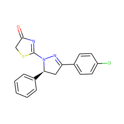 O=C1CSC(N2N=C(c3ccc(Cl)cc3)C[C@H]2c2ccccc2)=N1 ZINC000073315054