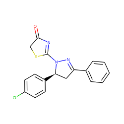 O=C1CSC(N2N=C(c3ccccc3)C[C@H]2c2ccc(Cl)cc2)=N1 ZINC000072414752