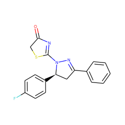 O=C1CSC(N2N=C(c3ccccc3)C[C@H]2c2ccc(F)cc2)=N1 ZINC000073296105