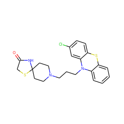 O=C1CSC2(CCN(CCCN3c4ccccc4Sc4ccc(Cl)cc43)CC2)N1 ZINC000000538363