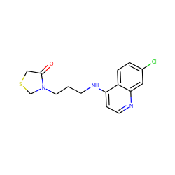 O=C1CSCN1CCCNc1ccnc2cc(Cl)ccc12 ZINC000035091120