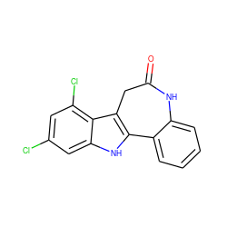 O=C1Cc2c([nH]c3cc(Cl)cc(Cl)c23)-c2ccccc2N1 ZINC000001655116