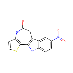 O=C1Cc2c([nH]c3ccc([N+](=O)[O-])cc23)-c2sccc2N1 ZINC000013532154