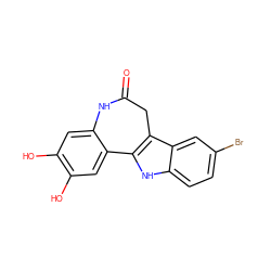 O=C1Cc2c([nH]c3ccc(Br)cc23)-c2cc(O)c(O)cc2N1 ZINC000001861415