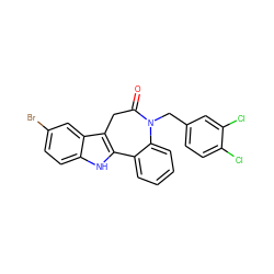 O=C1Cc2c([nH]c3ccc(Br)cc23)-c2ccccc2N1Cc1ccc(Cl)c(Cl)c1 ZINC000045290212