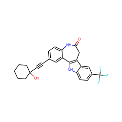 O=C1Cc2c([nH]c3ccc(C(F)(F)F)cc23)-c2cc(C#CC3(O)CCCCC3)ccc2N1 ZINC000013532055