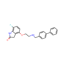 O=C1Cc2c(OCCNCc3ccc(-c4ccccc4)cc3)ccc(F)c2N1 ZINC000026165572