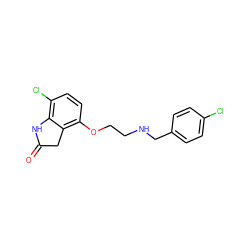 O=C1Cc2c(OCCNCc3ccc(Cl)cc3)ccc(Cl)c2N1 ZINC000026163145