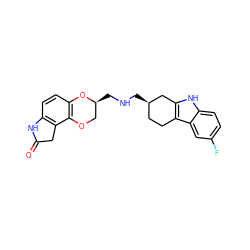 O=C1Cc2c(ccc3c2OC[C@H](CNC[C@@H]2CCc4c([nH]c5ccc(F)cc45)C2)O3)N1 ZINC000045245325