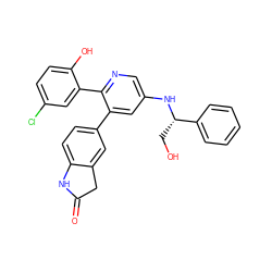 O=C1Cc2cc(-c3cc(N[C@@H](CO)c4ccccc4)cnc3-c3cc(Cl)ccc3O)ccc2N1 ZINC001772630719