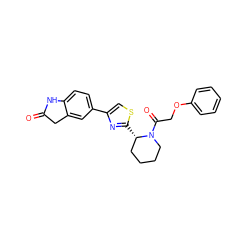 O=C1Cc2cc(-c3csc([C@H]4CCCCN4C(=O)COc4ccccc4)n3)ccc2N1 ZINC000118599931