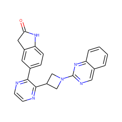 O=C1Cc2cc(-c3nccnc3C3CN(c4ncc5ccccc5n4)C3)ccc2N1 ZINC000139798340