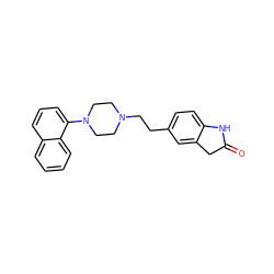 O=C1Cc2cc(CCN3CCN(c4cccc5ccccc45)CC3)ccc2N1 ZINC000003782398