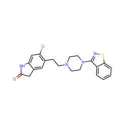 O=C1Cc2cc(CCN3CCN(c4nsc5ccccc45)CC3)c(Cl)cc2N1 ZINC000000538550