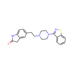 O=C1Cc2cc(CCN3CCN(c4nsc5ccccc45)CC3)ccc2N1 ZINC000013745234