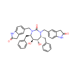 O=C1Cc2cc(CN3C(=O)N(Cc4ccc5c(c4)CC(=O)N5)[C@H](Cc4ccccc4)[C@H](O)[C@@H](O)[C@H]3Cc3ccccc3)ccc2N1 ZINC000026734111