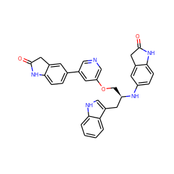 O=C1Cc2cc(N[C@H](COc3cncc(-c4ccc5c(c4)CC(=O)N5)c3)Cc3c[nH]c4ccccc34)ccc2N1 ZINC000034803819