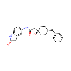 O=C1Cc2cc(NC(=O)C[C@]3(O)CC[C@@H](Cc4ccccc4)CC3)ccc2N1 ZINC001772655080