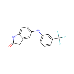 O=C1Cc2cc(Nc3cccc(C(F)(F)F)c3)ccc2N1 ZINC000169353121