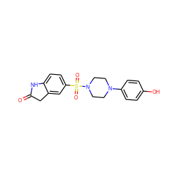 O=C1Cc2cc(S(=O)(=O)N3CCN(c4ccc(O)cc4)CC3)ccc2N1 ZINC000061943378