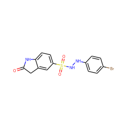 O=C1Cc2cc(S(=O)(=O)NNc3ccc(Br)cc3)ccc2N1 ZINC000585289643