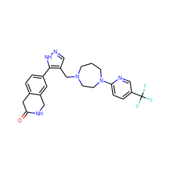 O=C1Cc2ccc(-c3[nH]ncc3CN3CCCN(c4ccc(C(F)(F)F)cn4)CC3)cc2CN1 ZINC000144016326